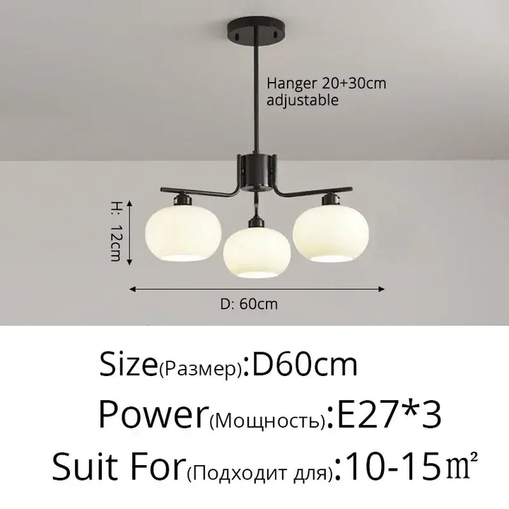 Suspension design avec globes en verre opale élégante