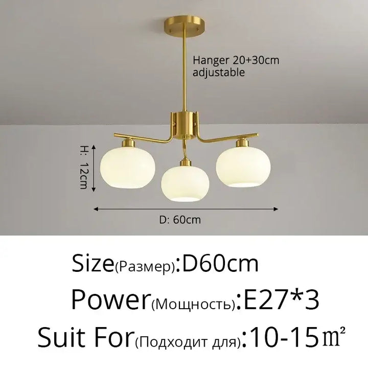 Suspension design avec globes en verre opale élégante