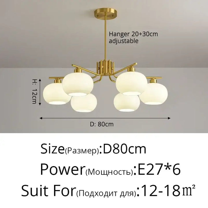 Suspension design avec globes en verre opale élégante