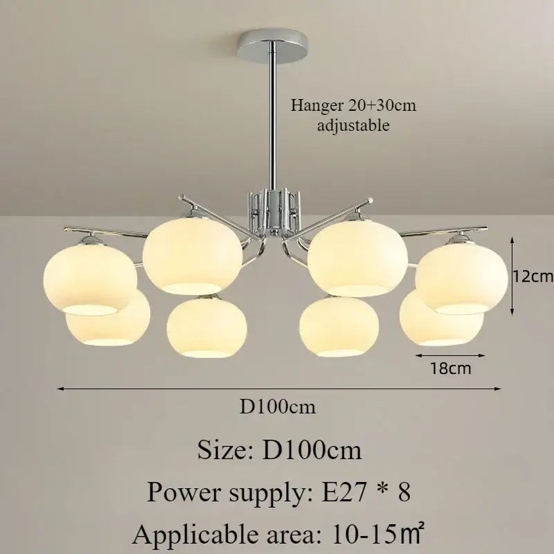 Suspension design avec globes en verre opale élégante