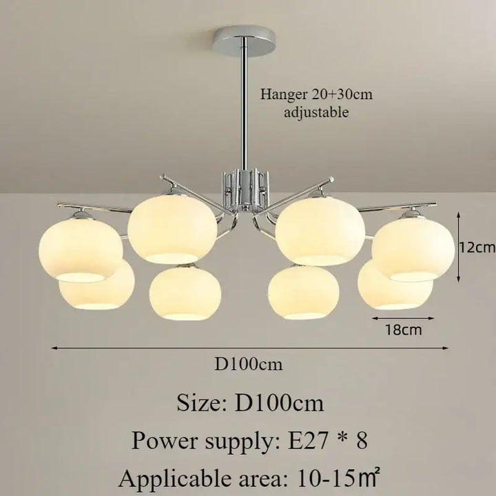 Suspension design avec globes en verre opale élégante