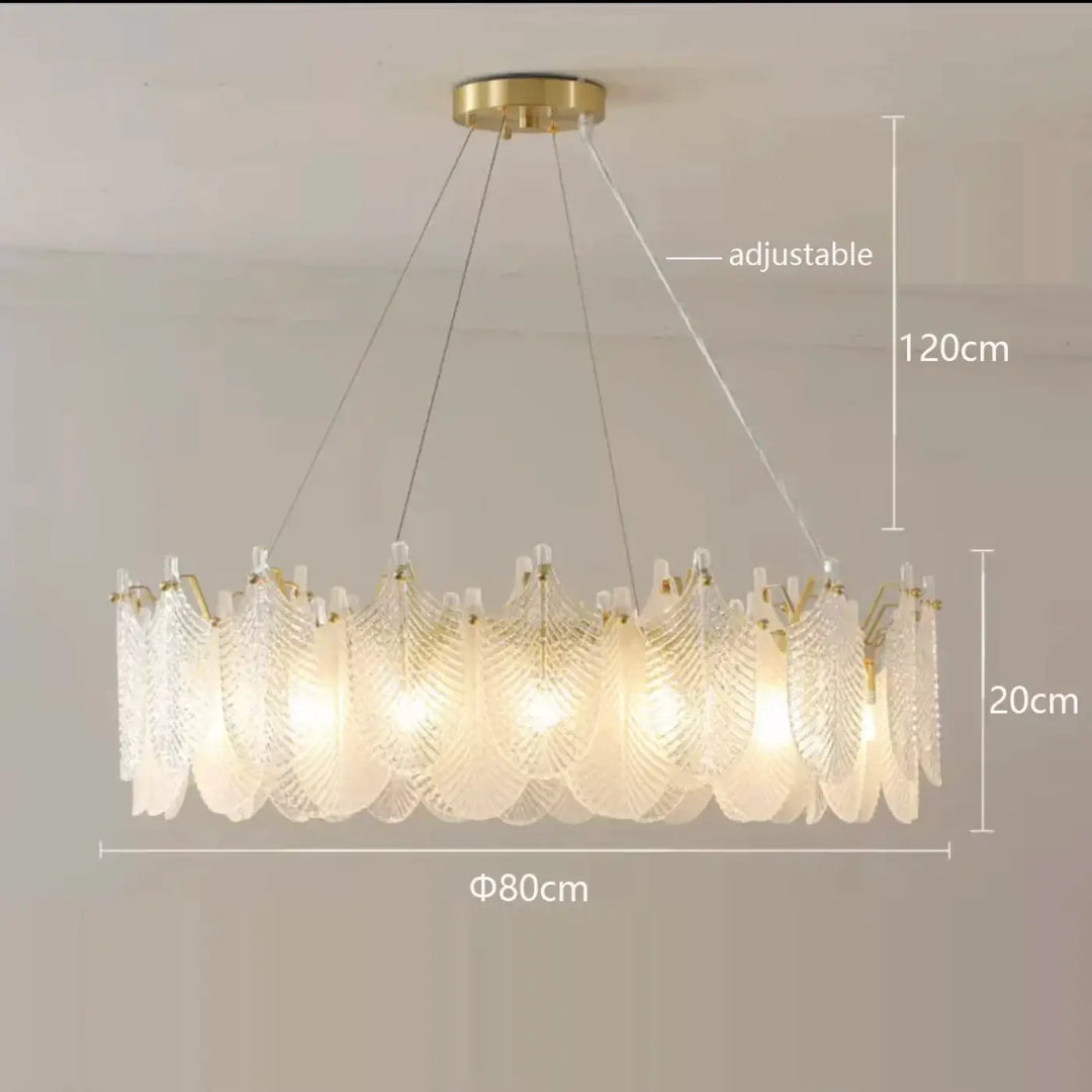 Suspension design à feuilles cristal et doré élégante chic