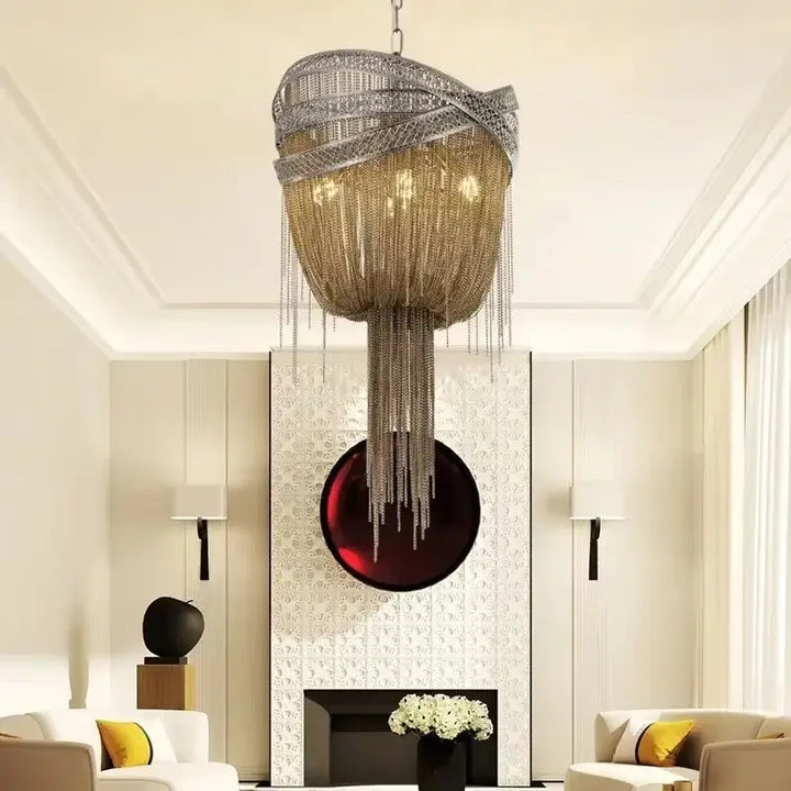 Suspension Design Glamour Métal Doré Et Strass Scintillants