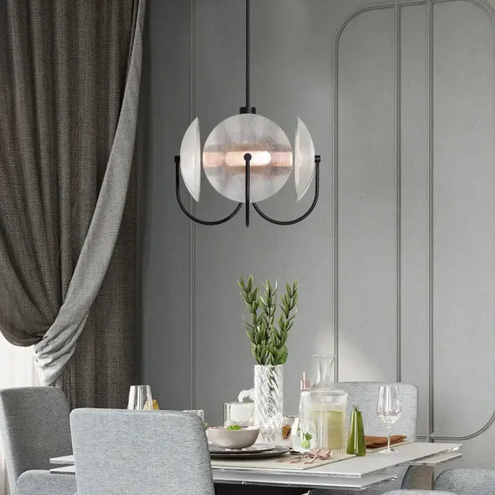 Suspension Design Globe Blanc Et Disques Minimaliste Élégance