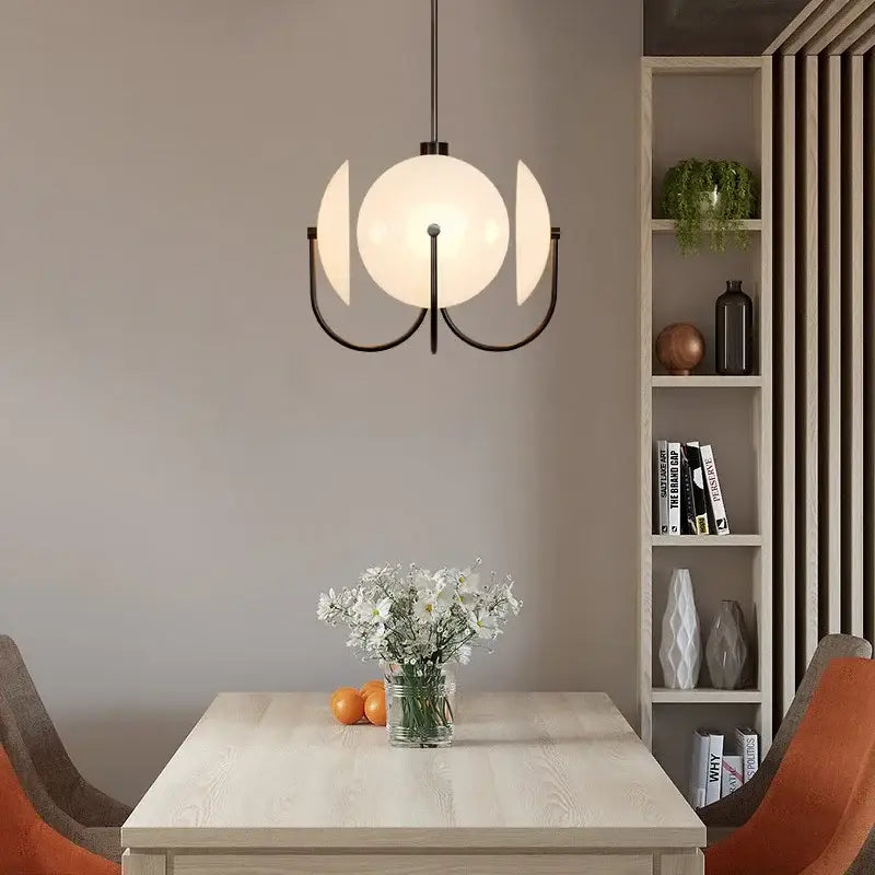 Suspension Design Globe Blanc Et Disques Minimaliste Élégance