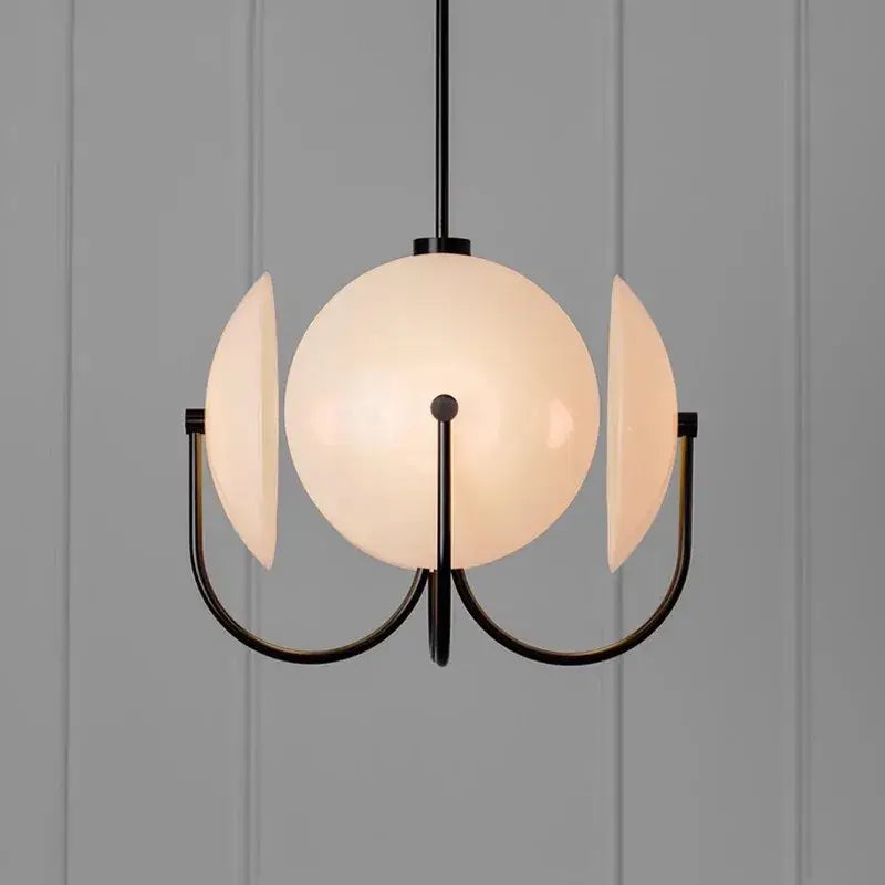 Suspension Design Globe Blanc Et Disques Minimaliste Élégance