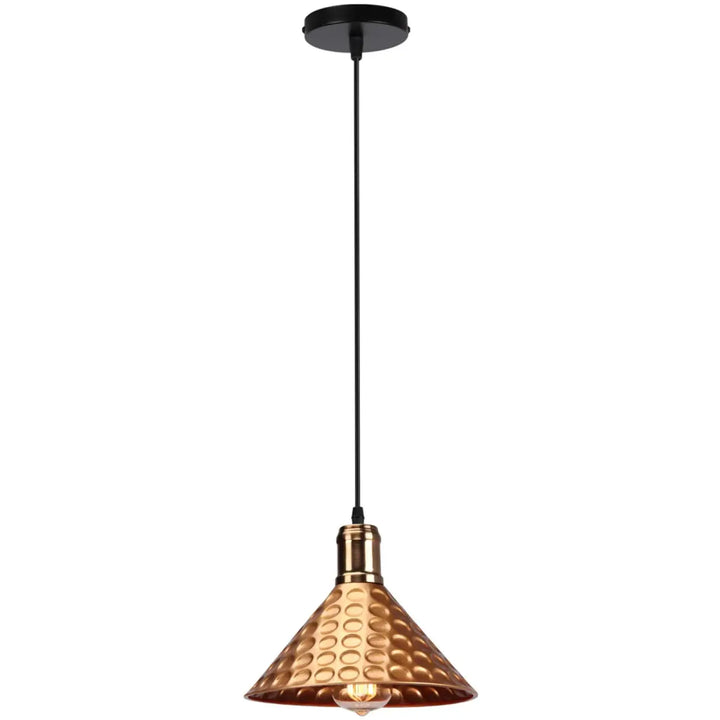Suspension industriel cuivre à motifs martelés élégant