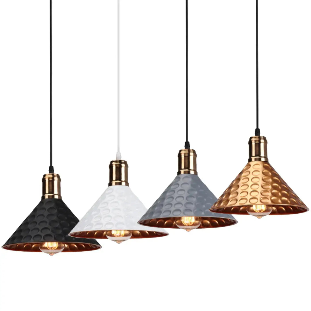 Suspension industriel cuivre à motifs martelés élégant
