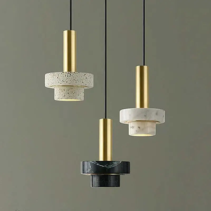 Suspension Design En Laiton Et Pierre Terrazzo Moderne