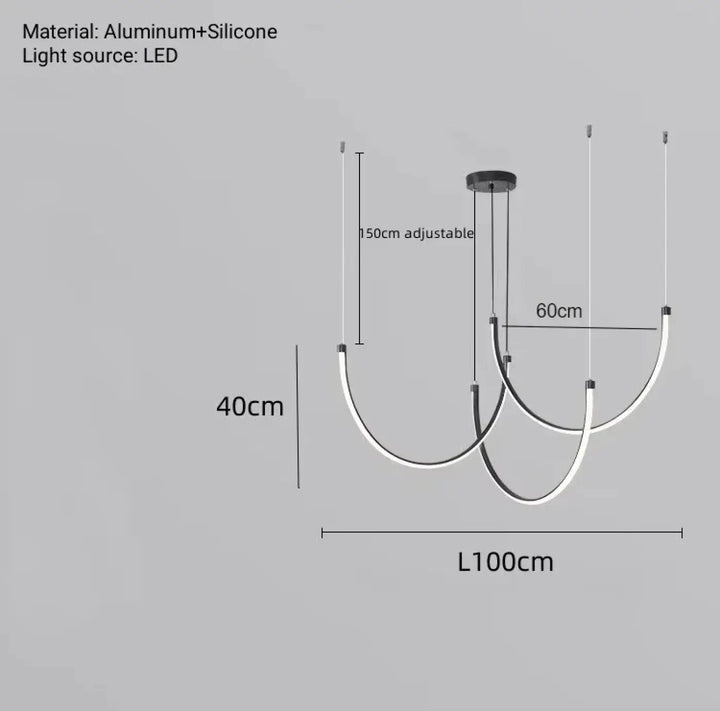 Suspension minimaliste à lignes fluides style noir élégant
