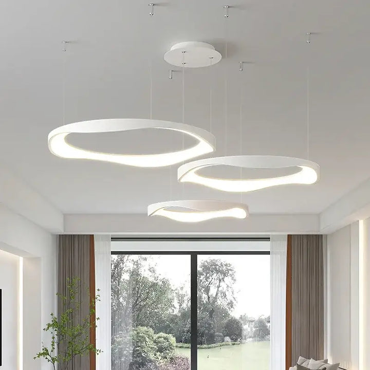 Suspension led ondulée style contemporain blanc noir élégant
