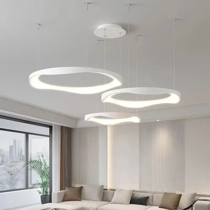 Suspension led ondulée style contemporain blanc noir élégant