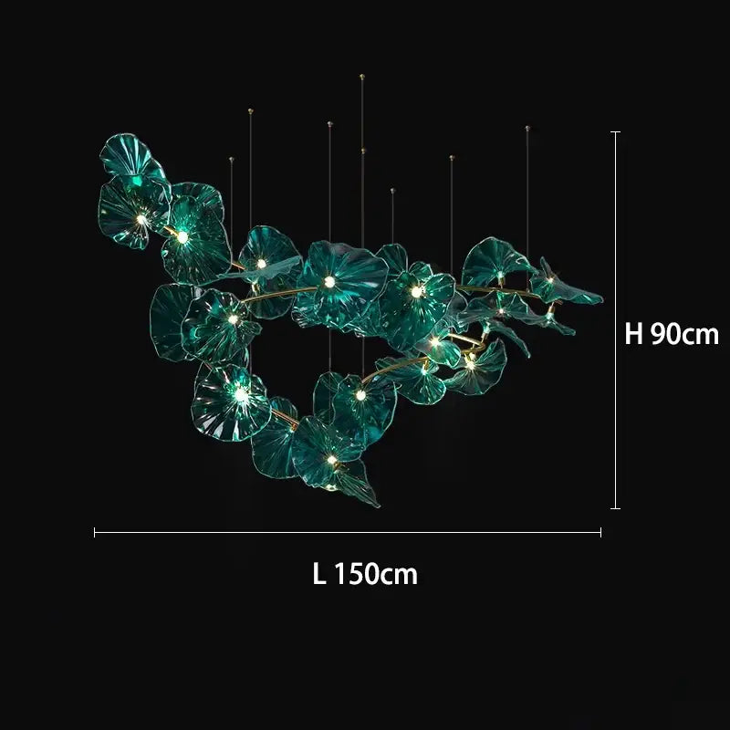 Suspension luxe en verre sculpté effet végétal élégant