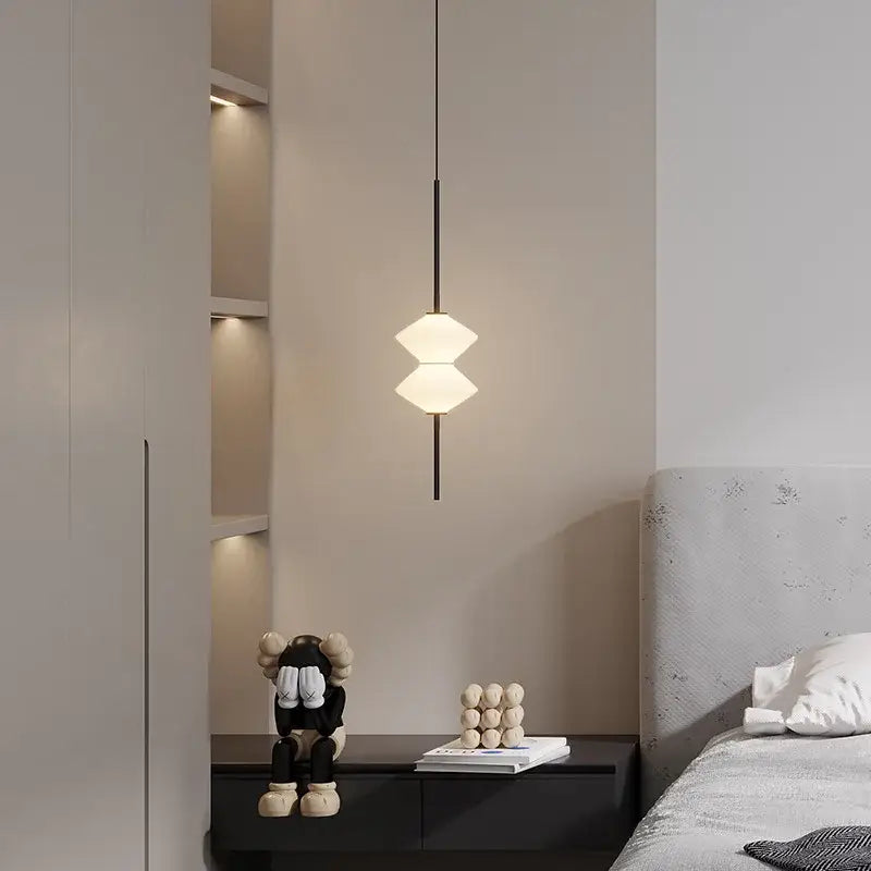 Suspension Design Minimaliste Blanche Avec Câble Élégance