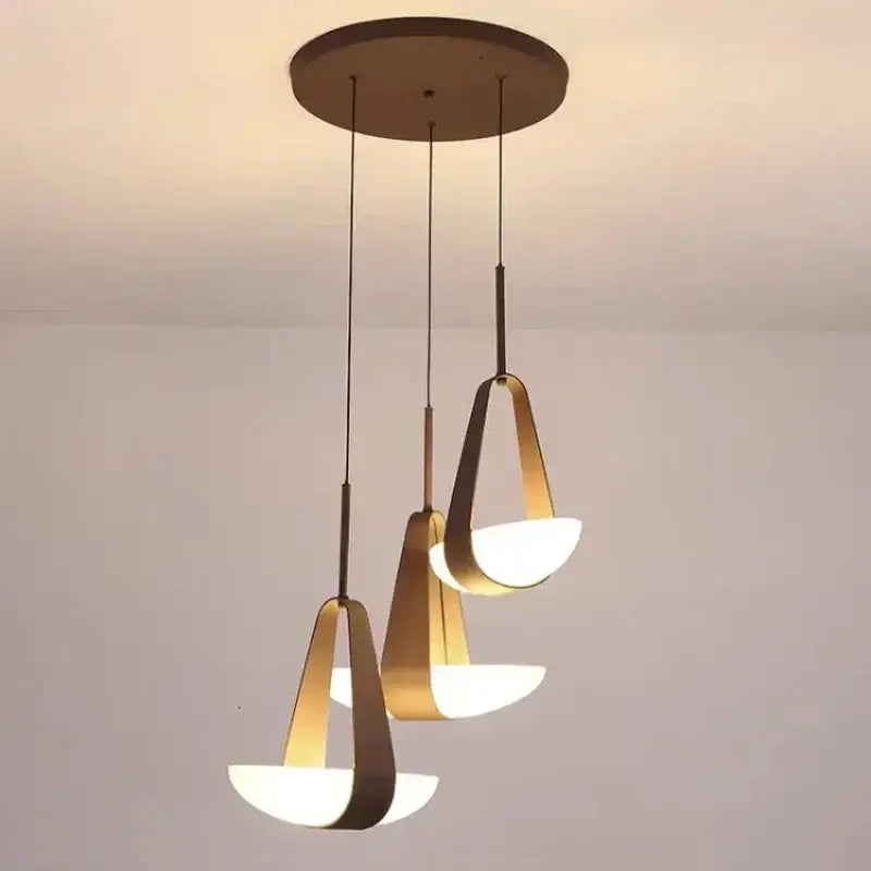 Suspension minimaliste cuir et verre led intérieur chic