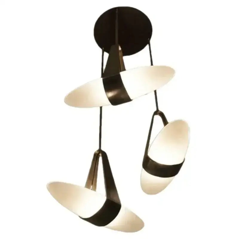 Suspension minimaliste cuir et verre led intérieur chic