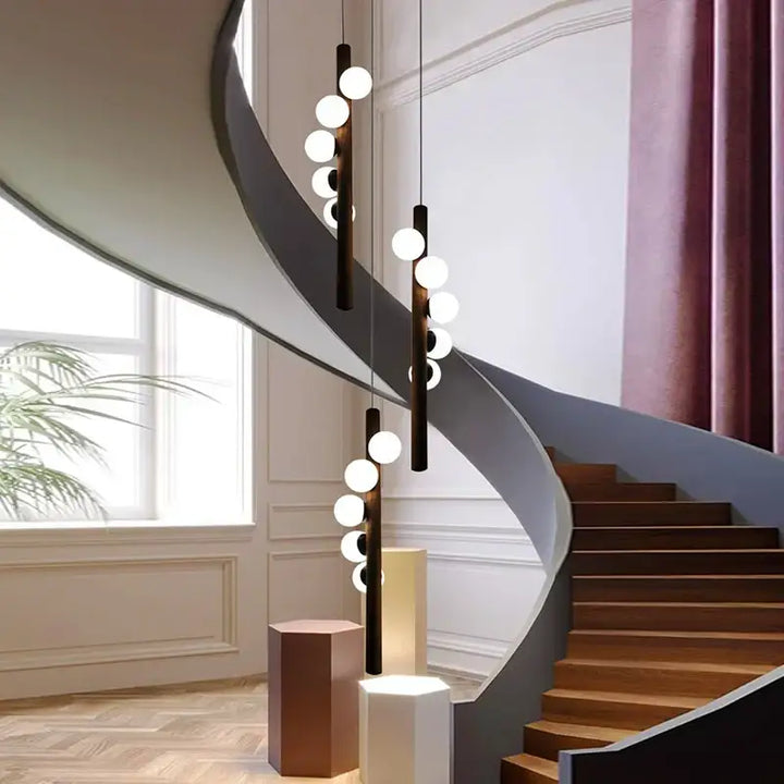 Suspension design moderne boules led élégance verticale