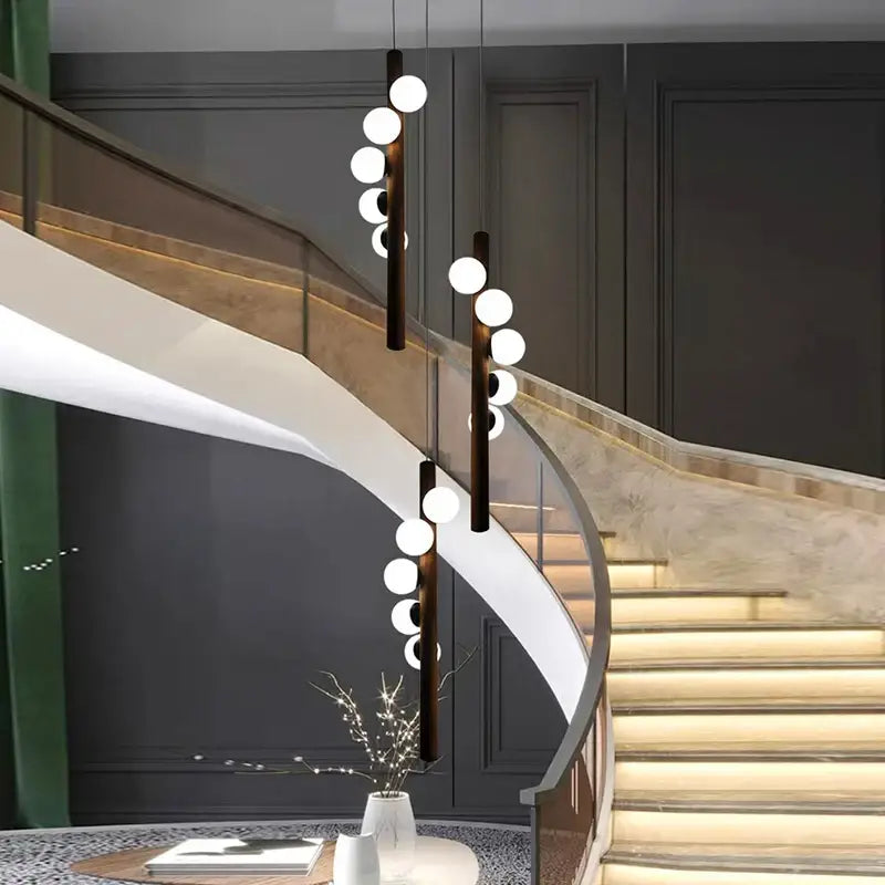 Suspension design moderne boules led élégance verticale