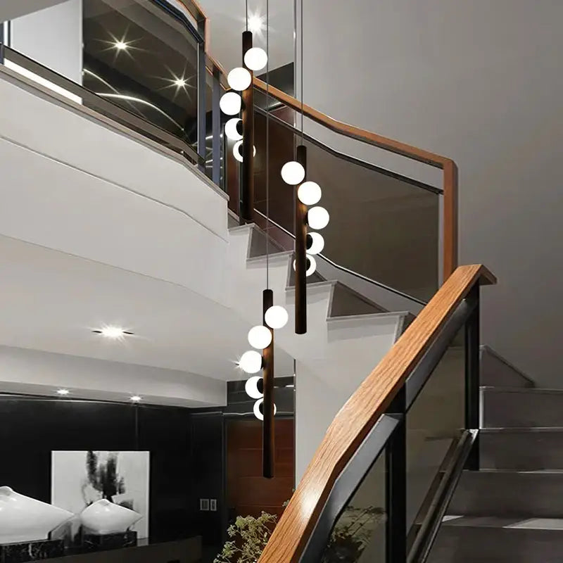 Suspension design moderne boules led élégance verticale