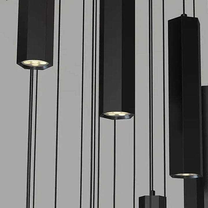 Suspension Design Moderne Cylindres Noirs Multiples Élégante