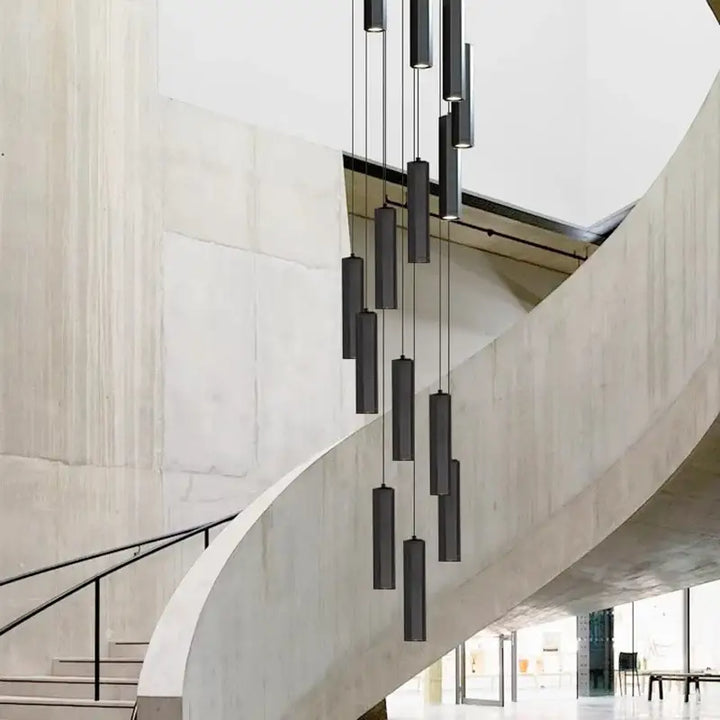 Suspension Design Moderne Cylindres Noirs Multiples Élégante