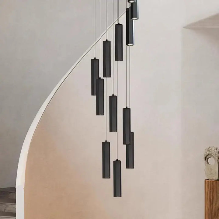 Suspension Design Moderne Cylindres Noirs Multiples Élégante