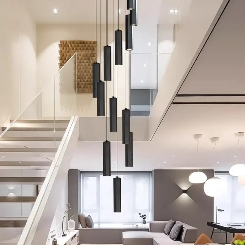 Suspension Design Moderne Cylindres Noirs Multiples Élégante