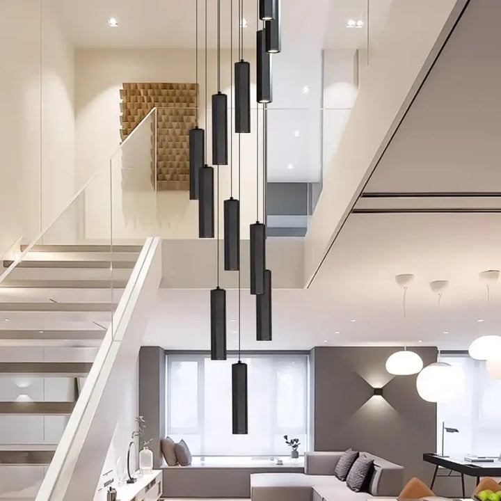 Suspension Design Moderne Cylindres Noirs Multiples Élégante