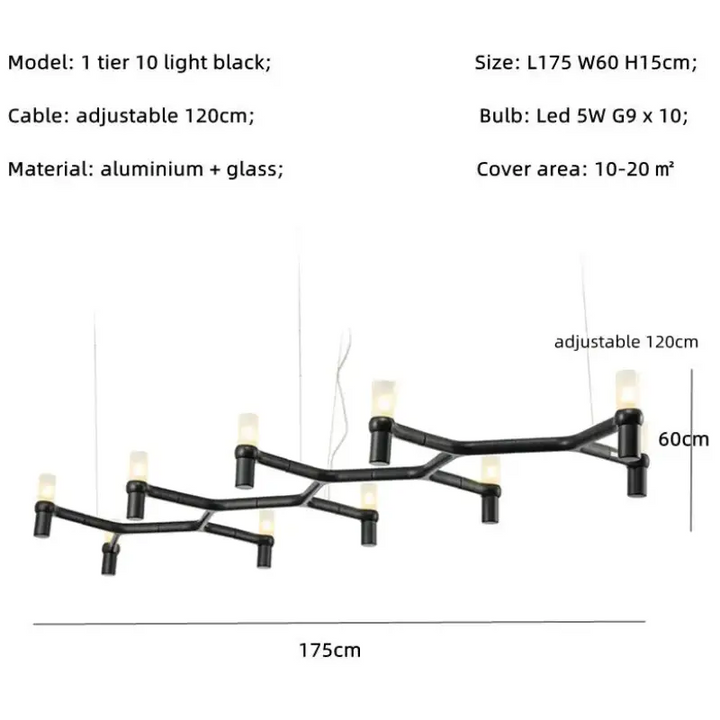 Suspension moderne aluminium verre ambiance chic noir