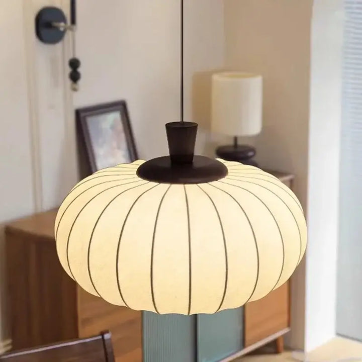 Suspension design moderne en tissu nervuré et bois élégance