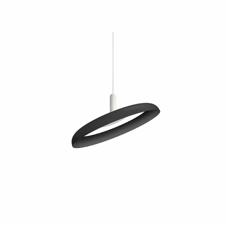 Suspension Nivél noir texturé de 38 cm, câble blanc