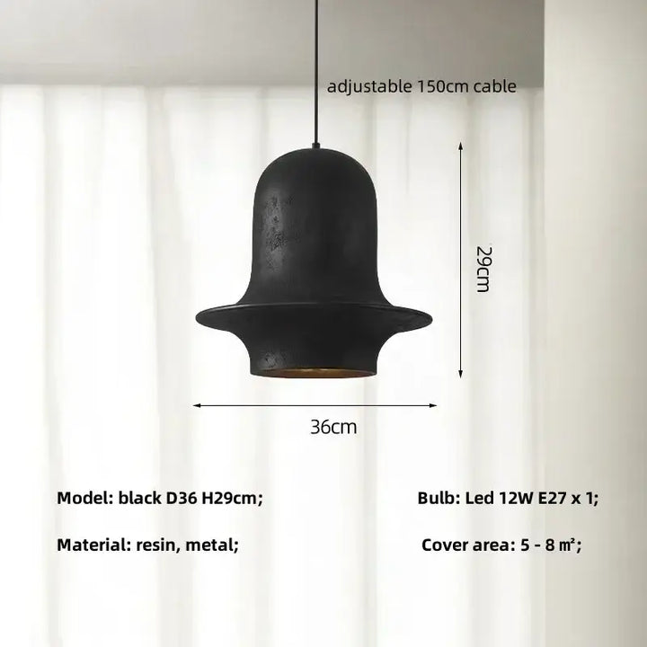 Suspension design noire cloche large moderne et unique
