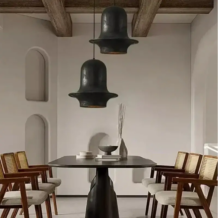 Suspension design noire cloche large moderne et unique
