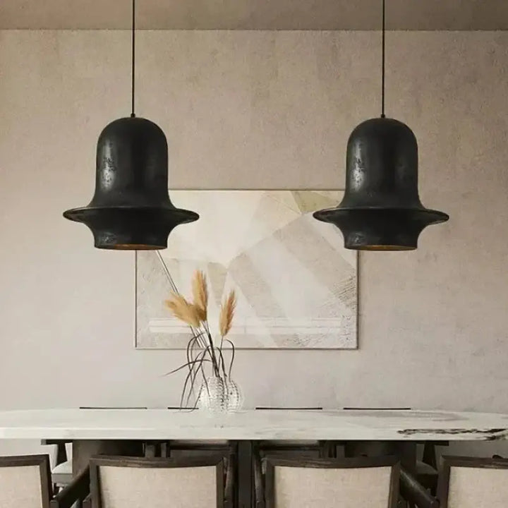 Suspension design noire cloche large moderne et unique