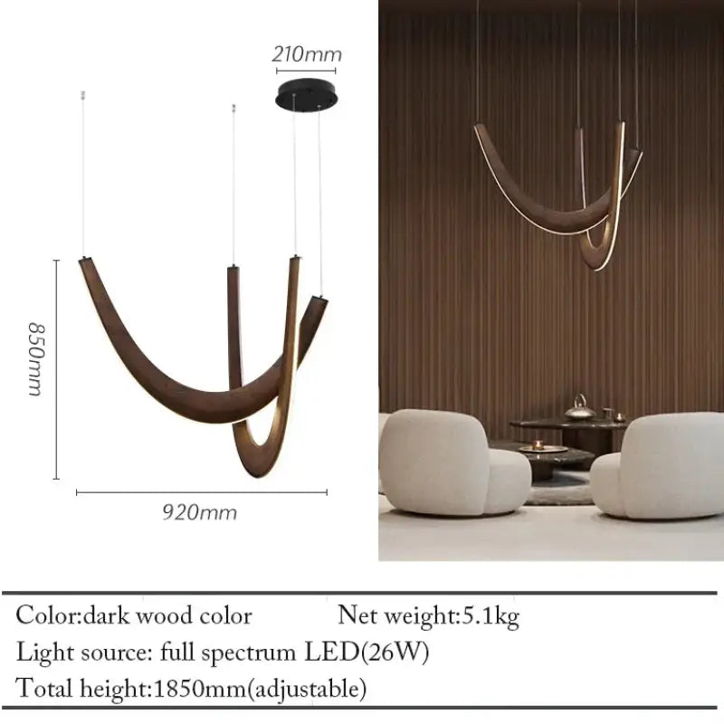 Suspension design organique en bois led contemporaine chic