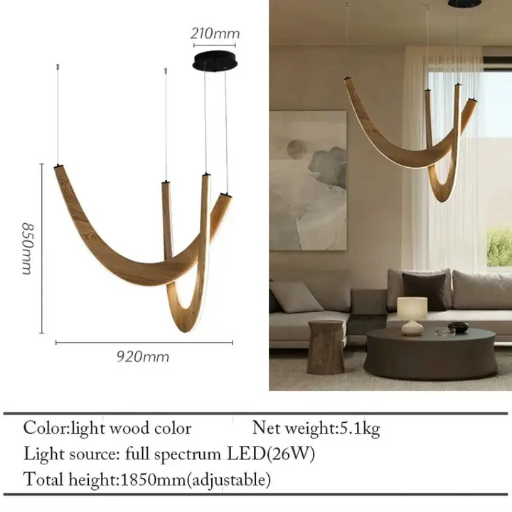 Suspension design organique en bois led contemporaine chic