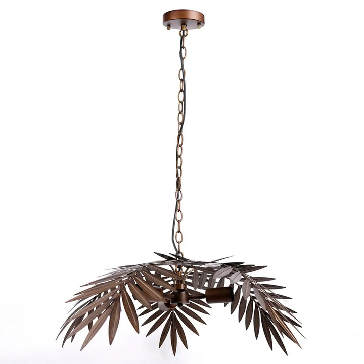 Suspension sculpturale en métal feuilles marron élégante