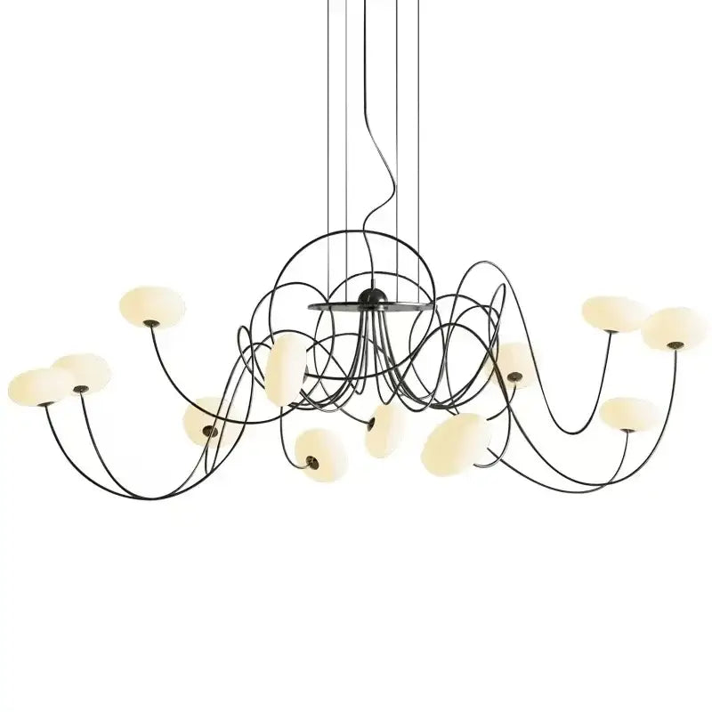 Suspension design sculpturale lumières multiples élégant