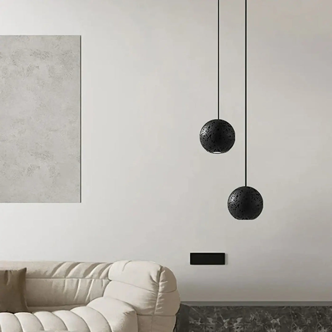 Suspension design sphère moderne éclairage noir chic