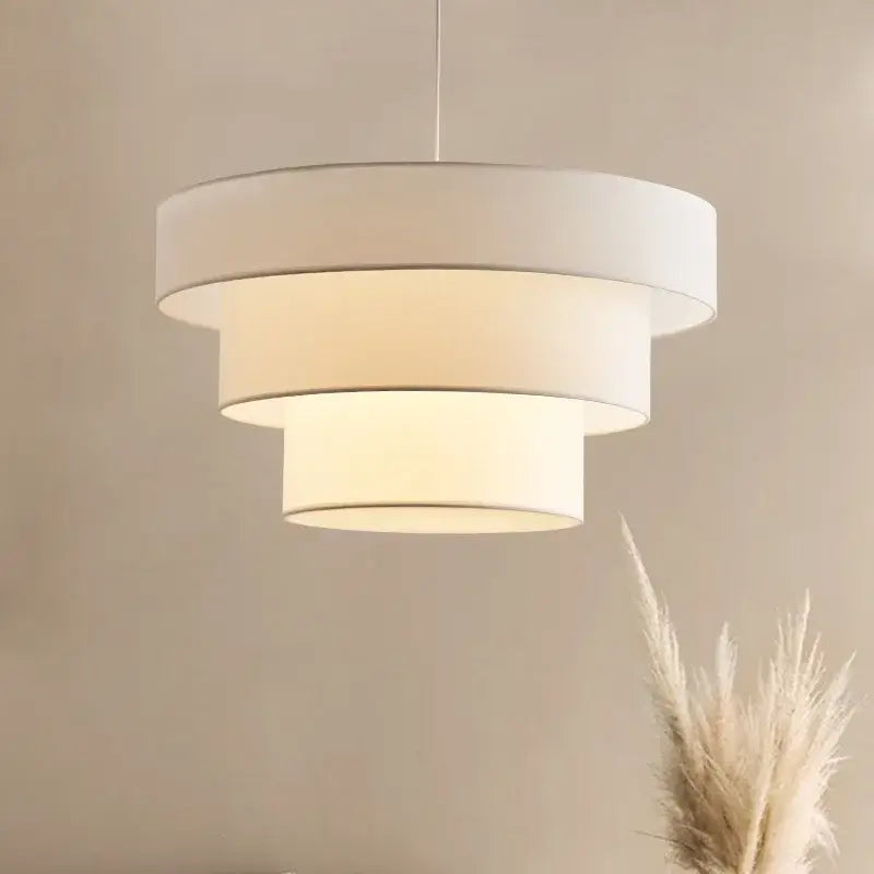 Suspension Design En Tissu Forme Cylindre Superposé Look Chic