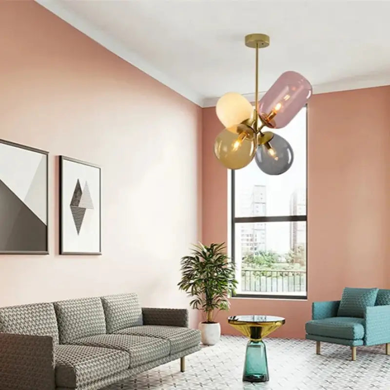 Suspension design en verre multicolore moderne élégante