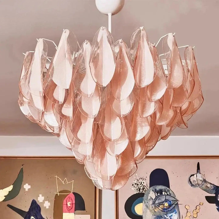 Suspension verre pétales luxe décoratif élégante rose chic