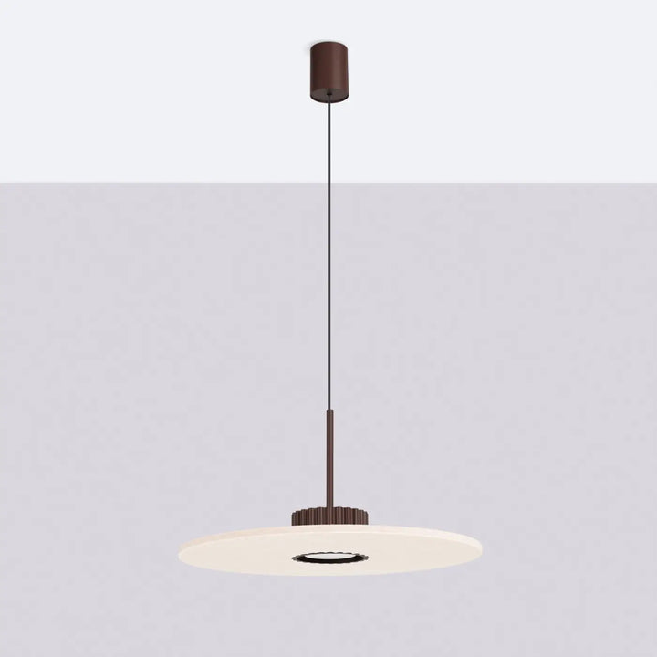 Suspension Ovo marron et beige à disque de feutre, éteinte