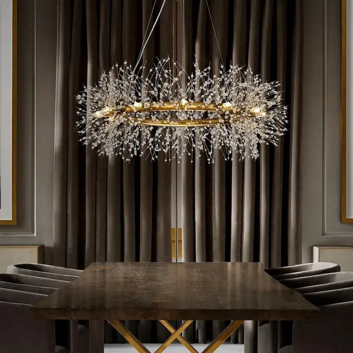 Suspension Élégante En Forme De Couronne Effet Feuillage Doré Chic