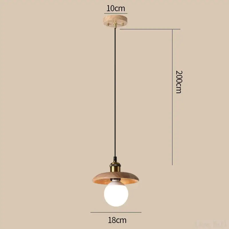 Suspension en bois naturel avec abat-jour rond style minimaliste