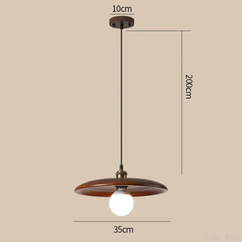 Suspension en bois naturel avec abat-jour rond style minimaliste