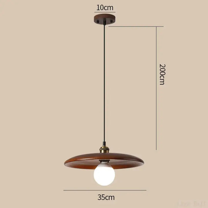 Suspension en bois naturel avec abat-jour rond style minimaliste