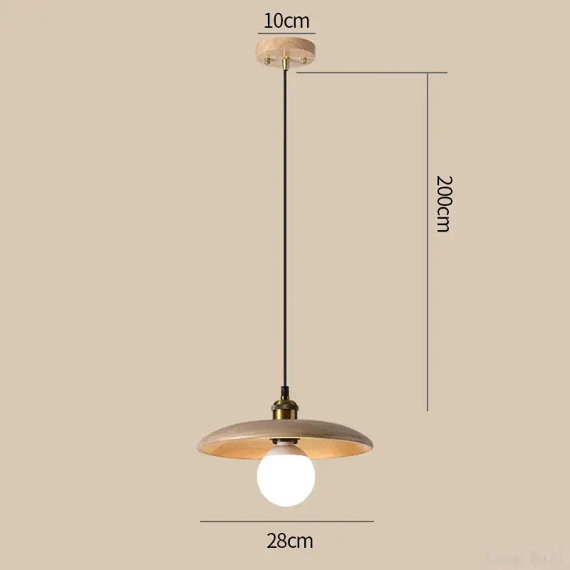 Suspension en bois naturel avec abat-jour rond style minimaliste