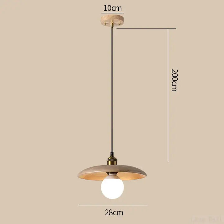Suspension en bois naturel avec abat-jour rond style minimaliste