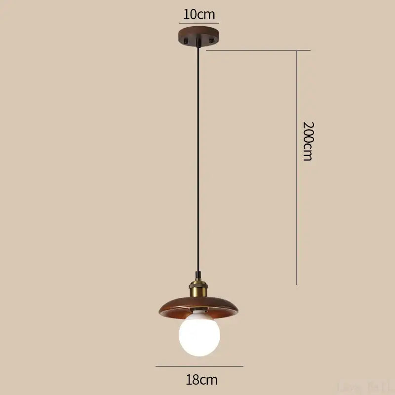 Suspension en bois naturel avec abat-jour rond style minimaliste